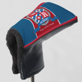Koning van de Eagle-krest, naam rood blauw Golfheadcover (3/4 voorkant)