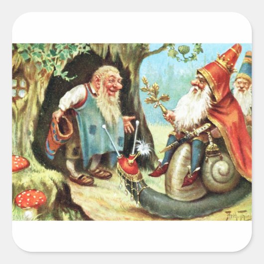 Koning van de Gnomen Vierkante Sticker (Voorkant)