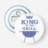 Koning van de Gril, blauw Button Flesopener (Voorkant)