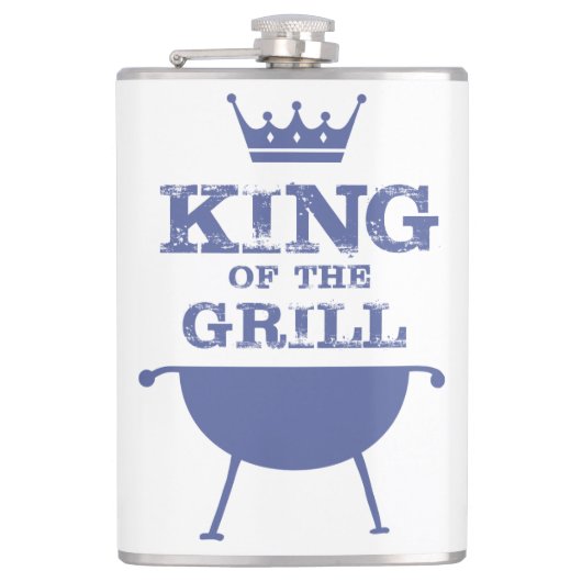 Koning van de Gril, blauw Heupfles (Voorkant)