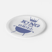 Koning van de Gril, blauw Papieren Bordje (Gekanteld)