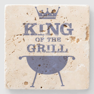 Koning van de Gril, blauw Stenen Onderzetter