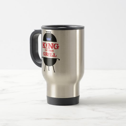 Koning van de Gril, Blauwe Kroonrood Reisbeker (Voorkant links)