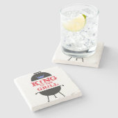 Koning van de Gril, Blauwe Kroonrood Stenen Onderzetter (Zijkant)