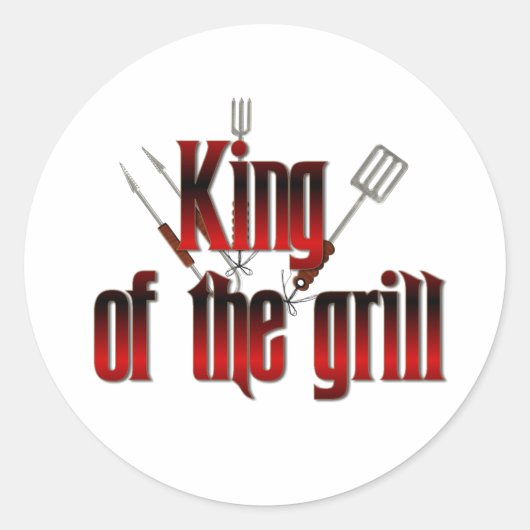 Koning van de gril ronde sticker (Voorkant)