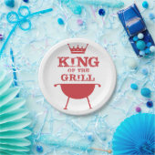 Koning van de Gril, rood Papieren Bordje (Feest)