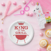 Koning van de Gril, rood Papieren Bordje (Feest)