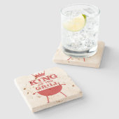 Koning van de Gril, rood Stenen Onderzetter (Zijkant)