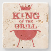 Koning van de Gril, rood Stenen Onderzetter (Voorkant)