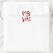 Koning van de Gril Vierkante Sticker (Tas)