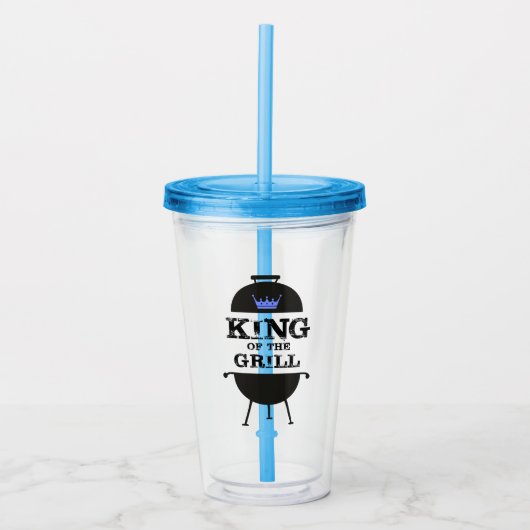 Koning van de Gril, zwarte blauwe kroon Acryl Drinkbeker (Voorkant)