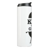 Koning van de Gril, zwarte blauwe kroon Thermosbeker (Gedraaid links)