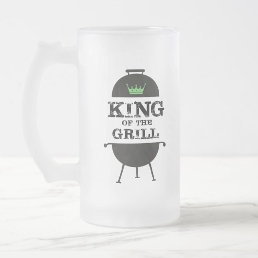Koning van de Gril, zwarte groene kroon Matglas Bierpul (Links)
