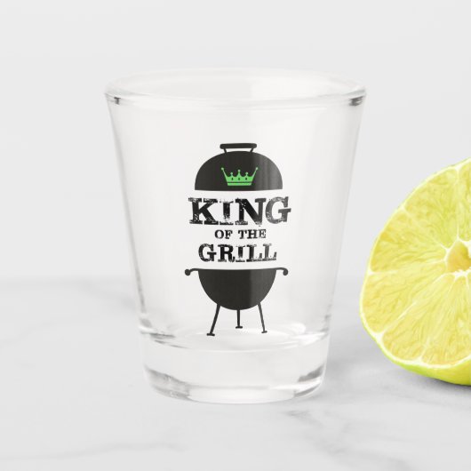 Koning van de Gril, zwarte groene kroon Shot Glas (Voorkant)