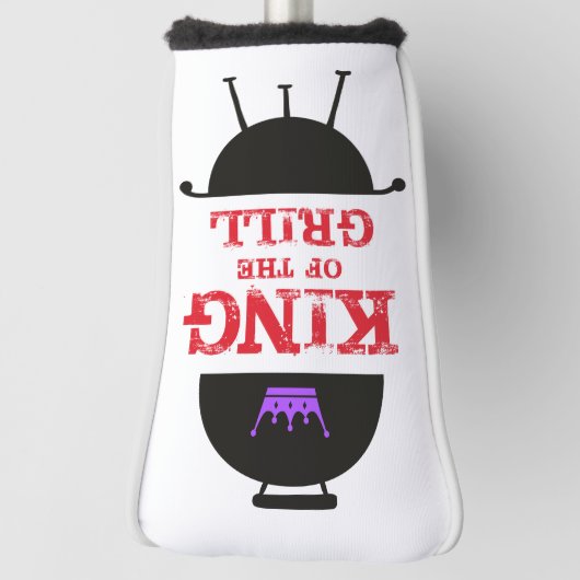 Koning van de Gril, zwarte Paarse kroonrood Golfheadcover (Draai 90)