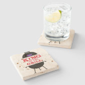 Koning van de Gril, zwarte Paarse kroonrood Stenen Onderzetter (Zijkant)