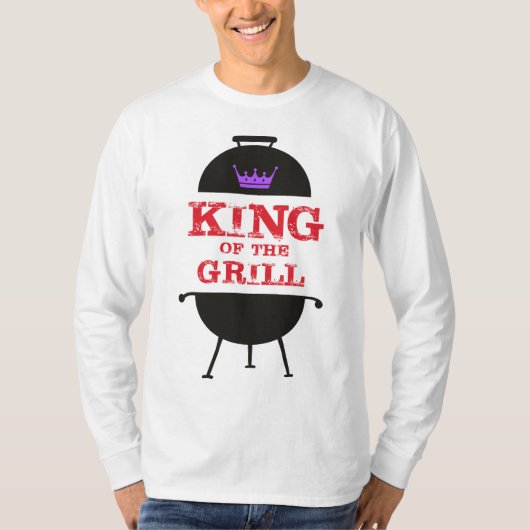 Koning van de Gril, zwarte Paarse kroonrood T-shirt (Voorkant)