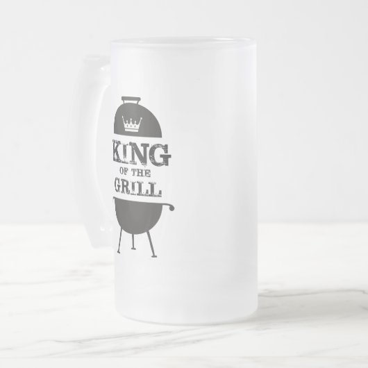 Koning van de Gril, zwarte witte kroon Matglas Bierpul (Voorkant links)