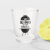 Koning van de Gril, zwarte witte kroon Shot Glas (Voorkant)