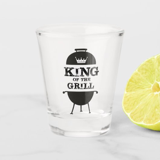 Koning van de Gril, zwarte witte kroon Shot Glas (Voorkant)