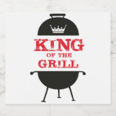 Koning van de Gril, zwarte witte kroonrood Bier Etiket (Enkel label)