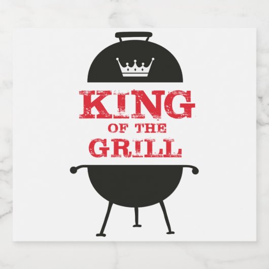 Koning van de Gril, zwarte witte kroonrood Bier Etiket (Enkel label)