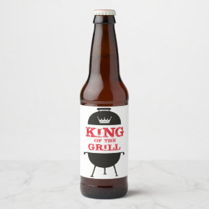 Koning van de Gril, zwarte witte kroonrood Bier Etiket