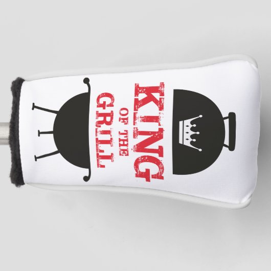 Koning van de Gril, zwarte witte kroonrood Golfheadcover (Voorkant)