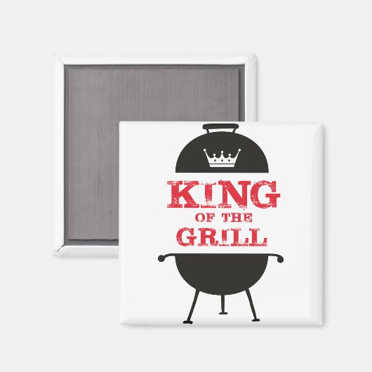 Koning van de Gril, zwarte witte kroonrood Magneet (Voorkant / Achterkant)