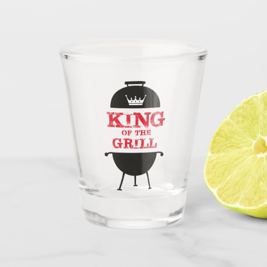 Koning van de Gril, zwarte witte kroonrood Shot Glas (Voorkant)