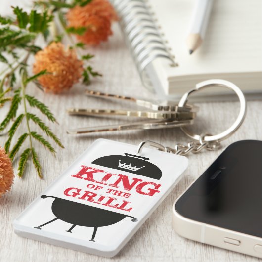 Koning van de Gril, zwarte witte kroonrood Sleutelhanger (Voorkant Rechts)