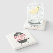 Koning van de Gril, zwarte witte kroonrood Stenen Onderzetter (Zijkant)