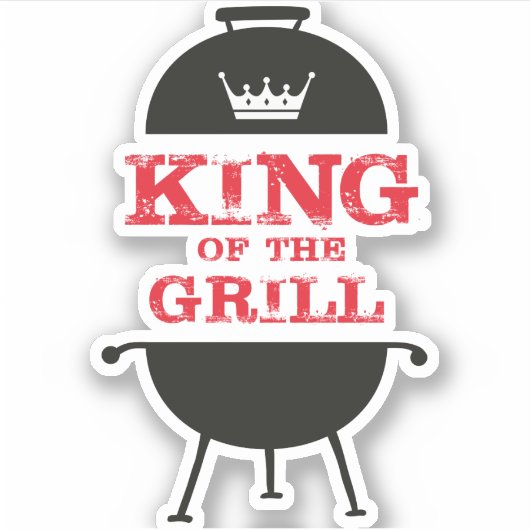 Koning van de Gril, zwarte witte kroonrood Sticker (Voorkant)