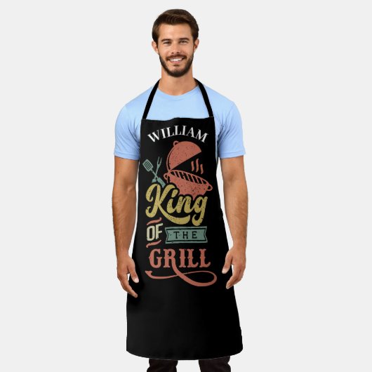 Koning van de Grill, BBQ Party Schort (Gedragen)