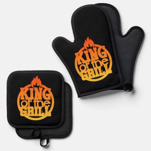 Koning van de Grill BBQ Quote Ovenwant & Pannenlap Set (Voorkant / Achterkant)