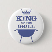 Koning Van De Grill, Blauw Ronde Button 5,7 Cm (Voorkant)
