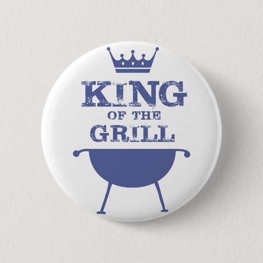 Koning Van De Grill, Blauw Ronde Button 5,7 Cm (Voorkant)
