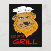 Koning van de grill, boze leeuwenkop, grappig briefkaart (Voorkant)
