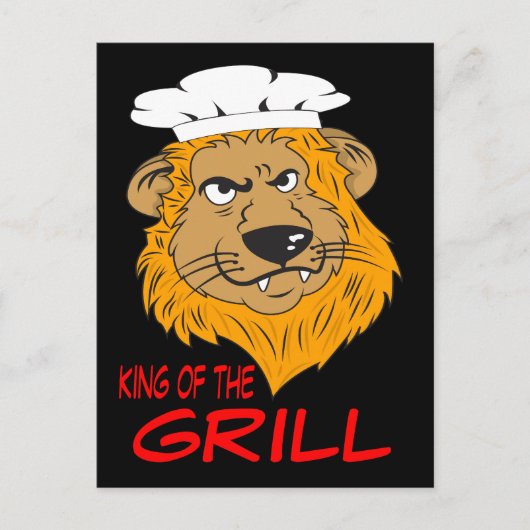Koning van de grill, boze leeuwenkop, grappig briefkaart (Voorkant)