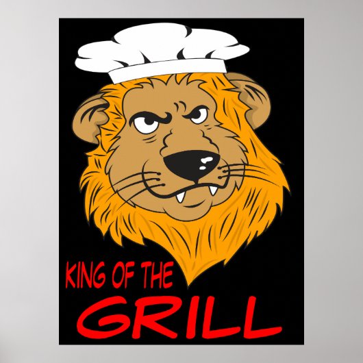 Koning van de grill, boze leeuwenkop, grappig poster (Voorkant)