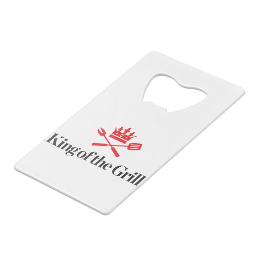 Koning van de Grill Creditkaart Flessenopener (Voorkant Gekanteld)