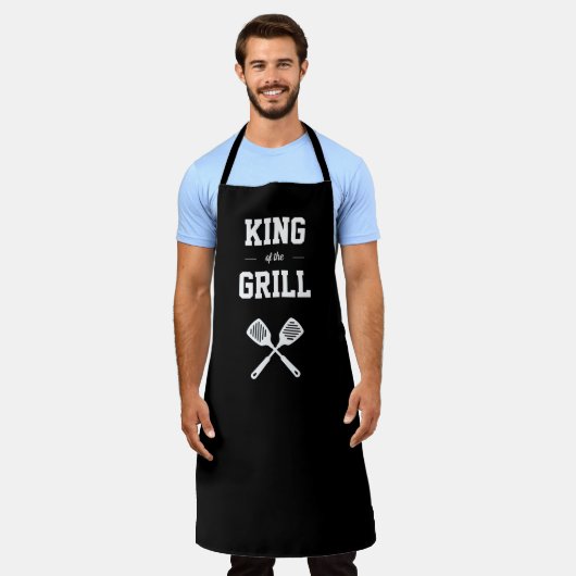 Koning van de Grill Funny Black White Grilling Schort (Gedragen)