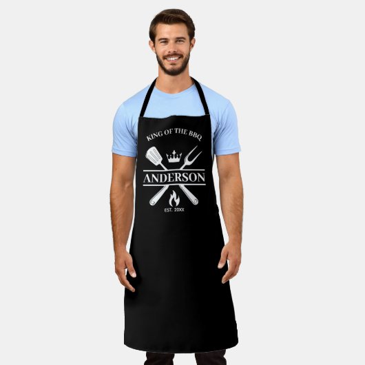 Koning van de Grill Gepersonaliseerde BBQ Schort (Gedragen)