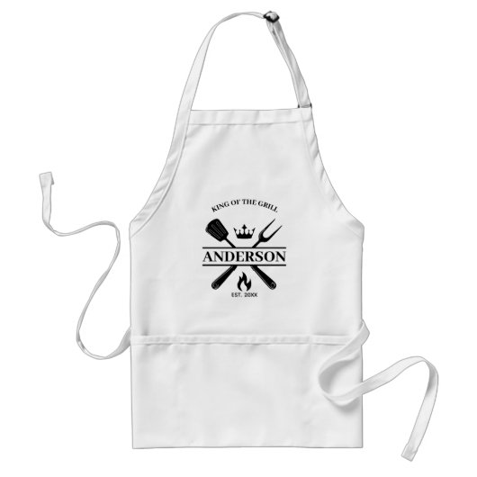 Koning van de Grill Gepersonaliseerde BBQ Standaard Schort (Voorkant)