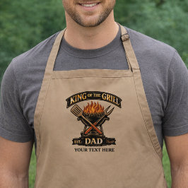 Koning van de Grill Gepersonaliseerde Vaderdag BBQ Lang Schort