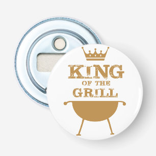 Koning van de Grill, goud Button Flesopener