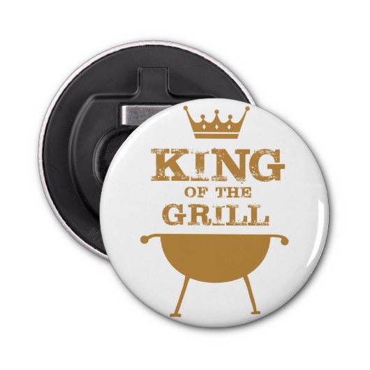 Koning van de Grill, goud Button Flesopener (Voorkant)