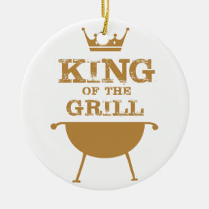 Koning van de Grill, goud Keramisch Ornament