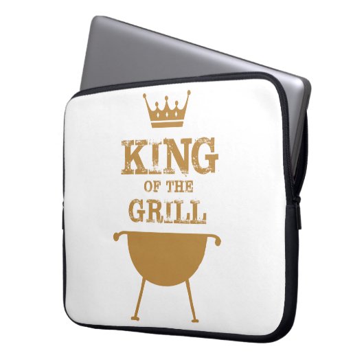 Koning Van De Grill, Goud Laptop Sleeve (Voorkant Links)