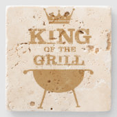 Koning van de Grill, goud Stenen Onderzetter (Voorkant)